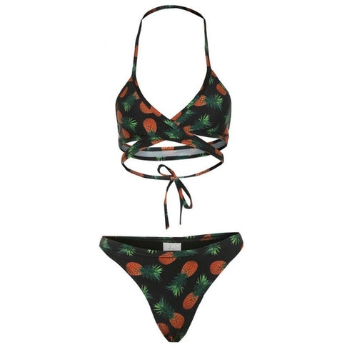 Beautiful Women Pineapple Print Bikini Set